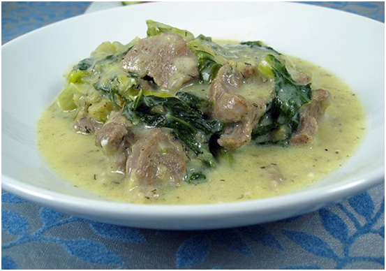 Basil-Beef with Greens Fricassee