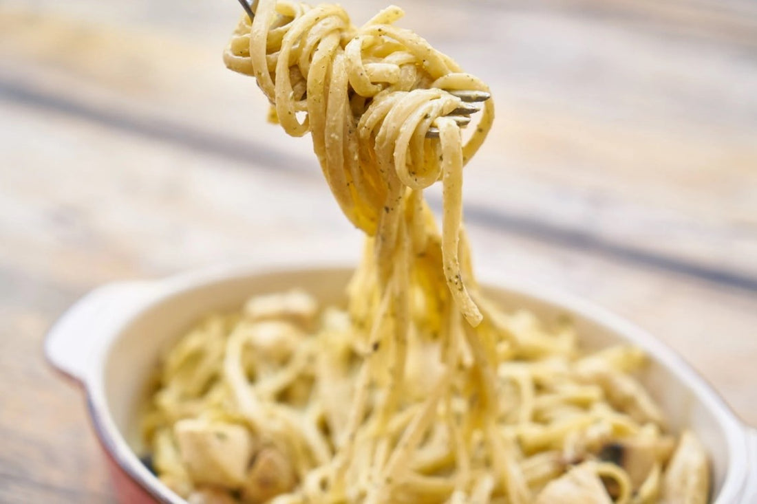 Pasta with White Mushrooms and Parmesan-Herb Blend