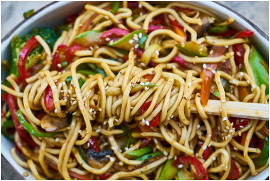 Dairy-free Pasta with Vegetables and Sesame