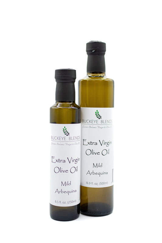 Buckeye Blends Arbequina is a certified extra virgin olive oil cold pressed and unfiltered.  Buckeye Blends EVOO is light and bright with a fruity flavor - perfect olive oil for dipping! For extra virgin olive oil cooking, see our recipes for olive oil dipping dishes and more! Also, see our dipping herbs section to add to our dipping oil!
